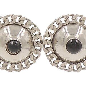 Vintage Signed Ugo Correani Modernist Cabochon Clip Earrings